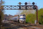 Amtrak P32-8WH 513, with eastbound 42, the Pennsylvanian, on the NS Pittsburgh Mainline at Latrobe, Pennsylvania. May 6, 2014. 